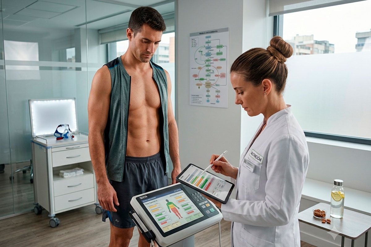 nutricionista y el examen de composición corporal